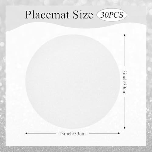 30 PCS Silver Paper Placemats Round Place Mat Glitter Disposable Paper Charger Doilies Tablemats for Birthday Bachelorette Party Wedding Dinner Table Decor(13x13inch) - Image 2