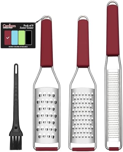 Cambom Cheese Grater Citrus Zester Lemon Zester, Pack of 3, Red by Cambom