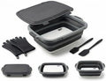 Collapsible BBQ Prep Tub with Lid & Integrated Cutting Board, 16L XL Meat Marinating Basin with Drain Plug, Foldable Grill Prep Station with Heat-Resistant Gloves, Brush & Spatula (X-Large, 16L) by Unknown
