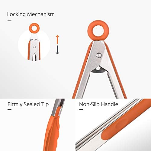 U-Taste Kitchen Tongs for Cooking, 600ºF Heat-Resistant Tps, 3Pcs/Orange - Image 6
