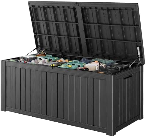 Outdoor Storage Waterproof Deck Box for Patio (220 Gallon, Black) by Unknown
