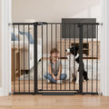 Mumeasy 36" Extra Tall Baby Gate for Stairs, 29.7-51" Wide Dog Gates Indoor for Doorways with Easy Walk Thru, Auto Close Pet Safety Gate for House, Pressure Mounted Metal Child Gate with Door, Black by Mumeasy-FocusonBabyPetSafetyGate