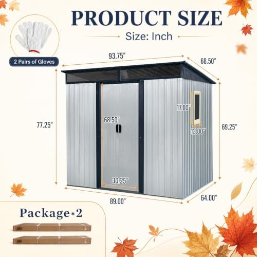 8X6 FT Outdoor Metal Storage with Lockable Sliding Doors - Image 4