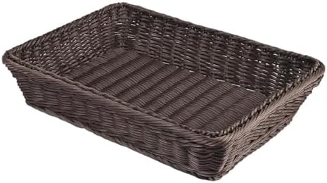 RT&BS Wicker Bread Basket for Serving, Wicker Fruit Basket, Display Baskets for Vegetable Fruit, Reusable Handwoven Serving Baskets for Kitchen, Store, Restaurant, Outdoor (Coffee, S) by RT%26BS