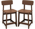 SERWALL Outdoor HDPE Counter-Height Bar Stools Set of 2, Brown by SERWALL