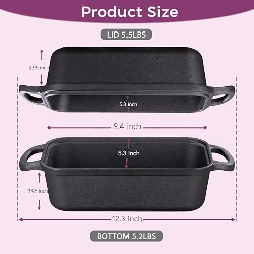Cast Iron Loaf Pan with Lid 9x5 Inch,Sourdough Pan - Image 4
