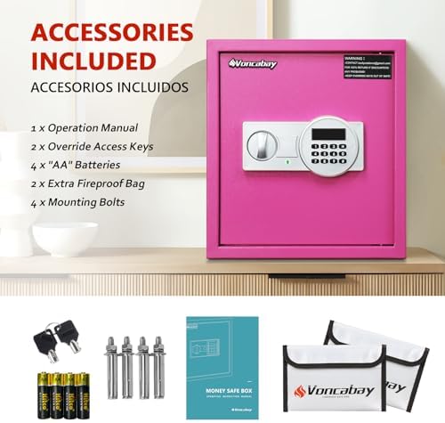 Voncabay Money Safe Box for Home with Digital Keypad, 1.5 Cu. Ft., Pink - Image 6