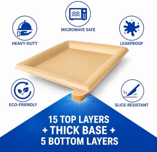 Peel Plate [5-Pack] 75 Servings Total - Large 9.5in X 9.5in Multi-Use Reusable Paper Plates 90% Less Waste For Home or On-The-Go Mealtime & Snacktime - Image 2