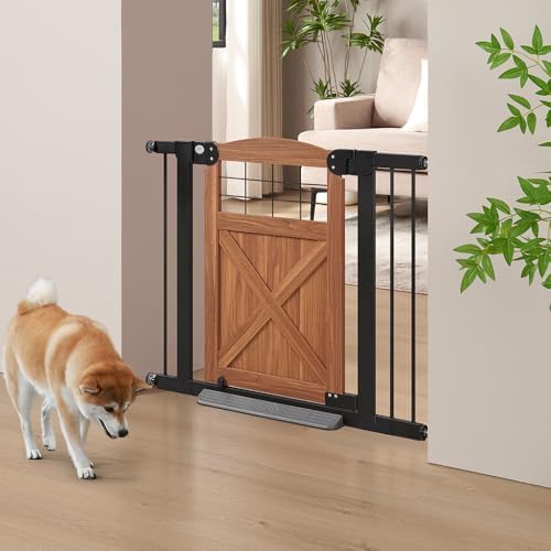beeNbkks Farmhouse Barn Door Dog Gate, 30" Tall Anti-Trip Pet Barrier by beeNbkks