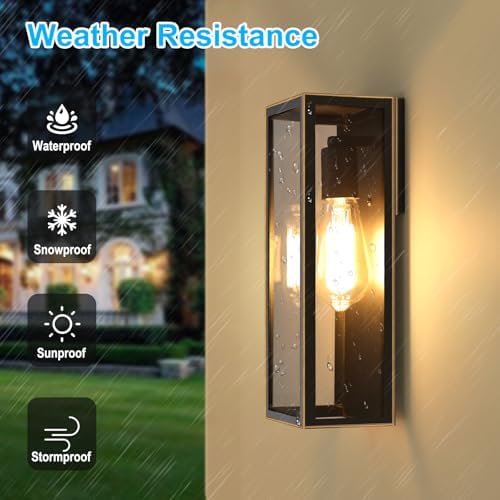 VerRon Outdoor Wall Light Fixtures, Modern Exterior Wall Lanterns, 2-Pack - Image 2