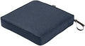 Classic Accessories Montlake Water-Resistant 17 x 17 x 3 Inch Square Outdoor Seat Cushion, Patio Furniture Chair Cushion, Heather Indigo Blue, Outdoor Cushion Cover by ClassicAccessories