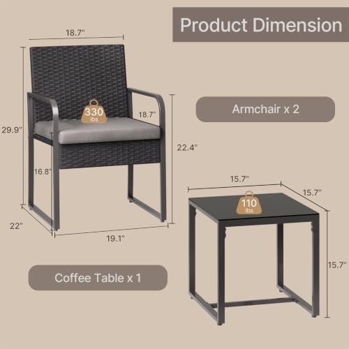Gizoon 3 Piece Patio Furniture Set - Image 2