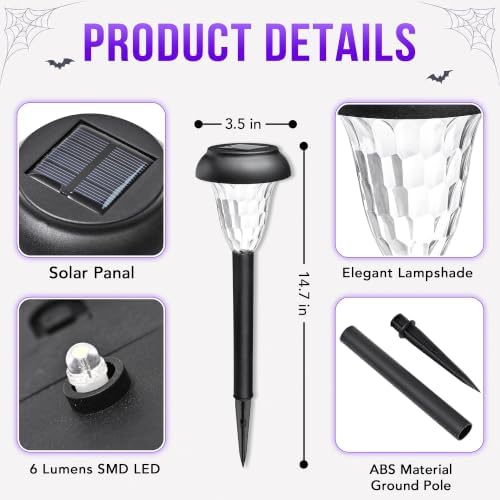 GIGALUMI Solar Halloween Lights Outdoor Waterproof Pathway Lights, 12 Pack - Image 6