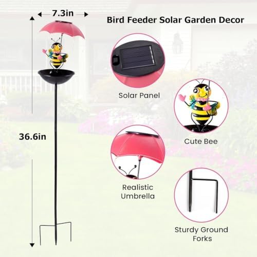 Solar Bird Feeders for Outdoors, Bee Garden Decor with Umbrella Light - Image 2