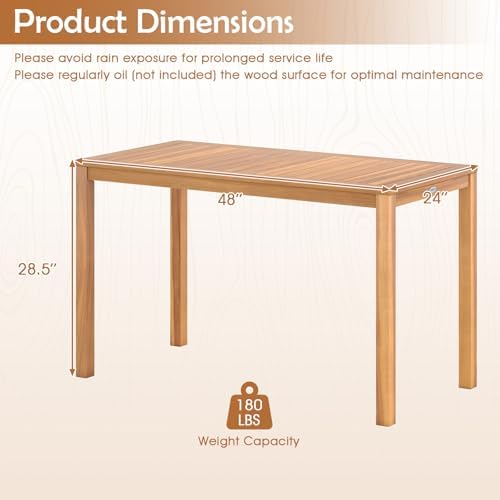 Tangkula Acacia Wood Outdoor Dining Table for 4-6 - Image 3