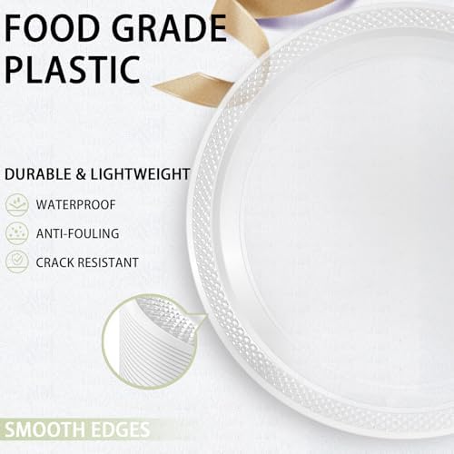 WELLIFE 10 Inch Clear Plastic Plates 50 Count - Image 7