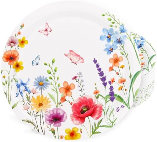 FOIMAS 50pcs Wildflower Paper Plates,7 Inch Spring Floral Disposable Plates Tableware Plate for Spring Summer Birthday Baby Shower Picnic Party Supply by FOIMAS