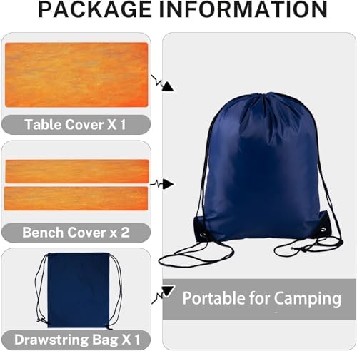 CAPSCEOLL Fitted Picnic Table Cover with Bench Covers 8ft - Burnt Orange - Image 4