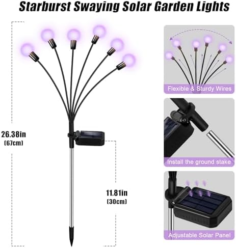 Solar Garden Lights Outdoor Waterproof, Swaying Firefly Light, Garden Decor - Image 6