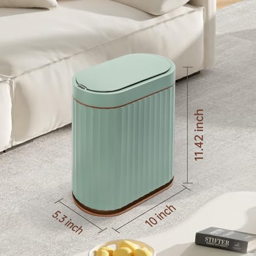 ELPHECO Bathroom Trash Can with Automatic Lid, 2 Gallon, Sage Green Gold - Image 2