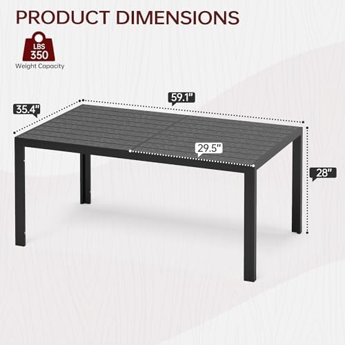 PIZZELLO Patio Dining Table for 6, 59" Rectangular Outdoor Patio Tables - Image 3