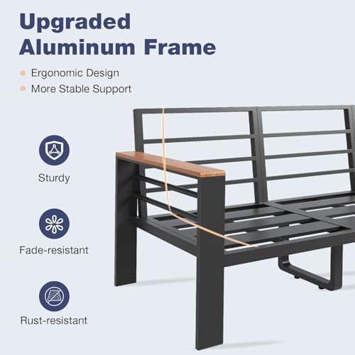 Aoxun Aluminum Patio Furniture Set 4 Seats, Dark Grey - Image 6