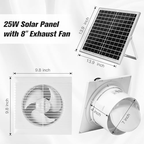 blessny 8" Solar Exhaust Fan for Greenhouse, Chicken Coop, Shed & Pet House - Image 3