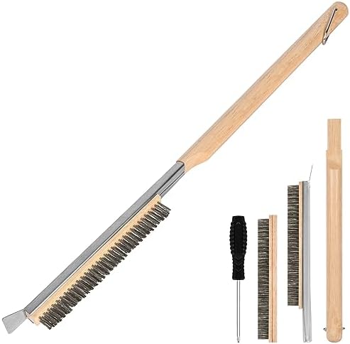 Aolso Pizza Oven Brush, 26" Brush and Stainless Steel Scraper for Pizza Stone, BBQ Grill Cleaning Brush Non Scratch Heat Proof Stainless Steel Bristles with Screwdriver for Pizza Oven Accessories by Aolso