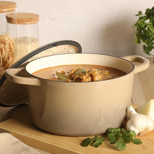 Crock-Pot Artisan 5-Quart Enameled Cast Iron Dutch Oven Pot with Lid, Round, Gradient Taupe, Oven Safe Cookware - Image 2