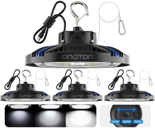 CINOTON 210W 31500LM UFO LED High Bay Shop Lights, 5000K, ETL Listed 4 Pack by CINOTON