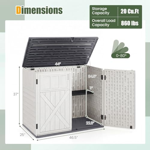 Tangkula 20 Cu.Ft Large Outdoor Storage Cabinet w/Adjustable Shelf - Image 5