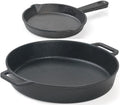 ESTAS 10.25 Inch Cast Iron Skillet with Dual Assist Handles – Pre-Seasoned Frying Pan for Oven, Stovetop, Grill & Campfire – Superior Heat Retention - Includes 5.5 Inch Cast Iron Mini Skillet by Estas