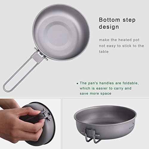 Boundless Voyage Titanium Frying Pan with Folding Handle Backpacking Pan - Image 4