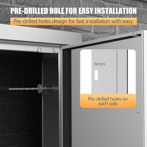 Outdoor Kitchen Doors 42W x 21H Inch, Double BBQ Access Doors 304 Stainless Steel for Outdoor Kitchen Cabinet Grill Station or BBQ Island - Image 6