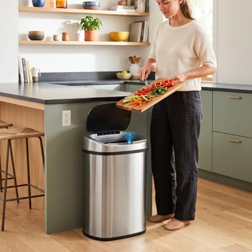 SensorCan 13 Gallon Oval Sensor Trash Can, AC Adapter, AbsorbX Odor Filter - Image 2