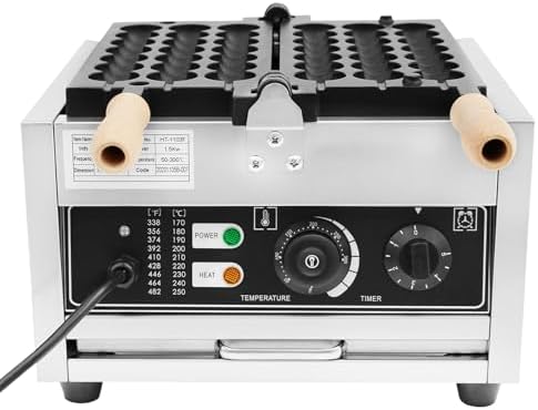 3-Grid Commercial Waffle Maker, 1500W Electric Mini Egg-Shaped Waffle Machine, Stainless Steel Waffle Iron Baker with Non-Stick Coating, 122-572℉ Temperature Adjustable - Image 3