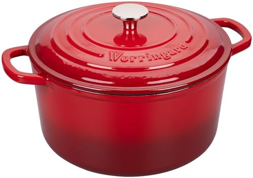 VORRINGARD Enameled Cast Iron Dutch Oven Pot with Lid, for Sourdough Bread Baking, Round Dutch Ovens, 6 Quart, Red - Image 5