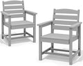 SERWALL Patio Dining Chair Set of 2, HDPE Dining Chair, Light Gray by SERWALL