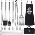 MUJUZE Grilling Accessories,BBQ Grill Sets for Outdoor,Grill Tool Set,Grill Kit for Camping,Backyard,BBQ Accessories with Apron,BBQ Gifts for Men,Grilling Gifts for Men by MUJUZE