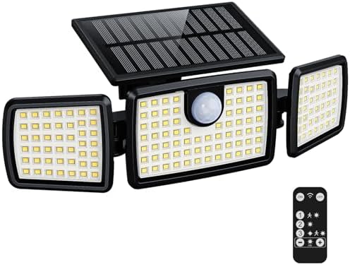 Solar Lights Outdoor, Quick Charge Solar Motion Deck Lights Outdoor for Deck with 158LEDs High Brightness, Larger Built-in Tempered Glass Panel, Sensitive PIR Motion Inductor (Remote,1 Pack) by MIHANI