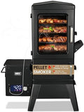 Pellet Smoker with Cover, Electric Wood Pellet Smoker Grill With Meat Probe and Hook, 616 Sq in Cooking Area LED Display Temperature Control, Outdoor Cooking, Patio, Garden Barbecue, Obsidian Black by Unknown