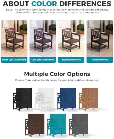 Ciokea HDPE Outdoor Dining Set of 6, Patio Table and Chairs Sets, Brown - Image 6