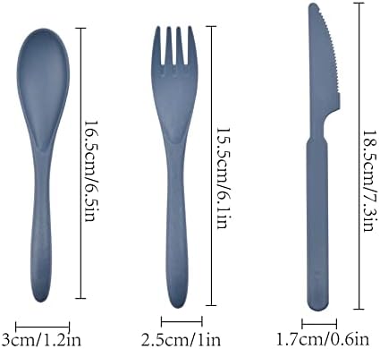 Zoyiancy 21Pcs Wheat Straw Cutlery Set, Blue Reusable Utensils - Image 2
