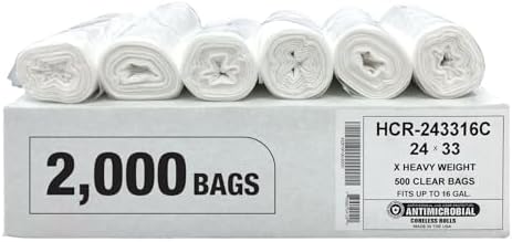 Aluf Plastics 12-16 Gallon 16 Micron (eq) Clear Bags 24" x 33" 2000 Count by AlufPlastics