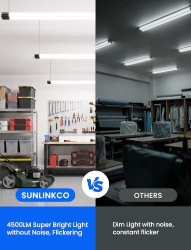 4FT LED Shop Lights, 45W 4500LM 6500K, Garage Light with Plug Hanging 6Pack - Image 3