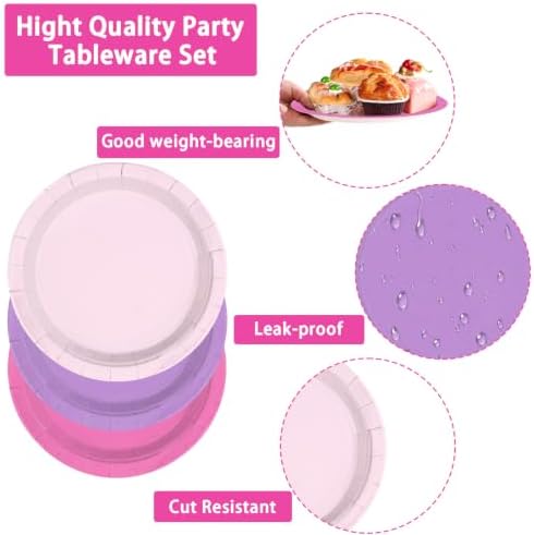 96 Pcs Purple Pink Butterfly Birthday Party Decorations , Serves 24 - Image 3