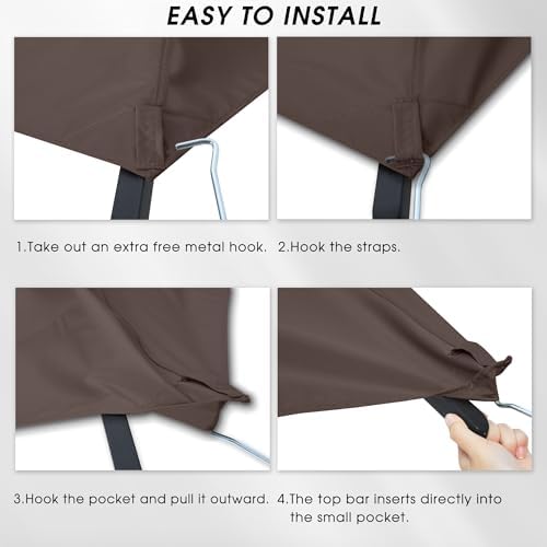 MASTERCANOPY Replacement Canopy top for Grill Gazebo L-GG001PST-F, Brown - Image 5