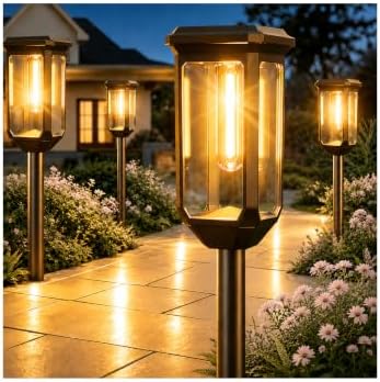 Tenmiro Solar Pathway Lights Outdoor 4 Pack, Bright Solar Garden Lights by Tenmiro