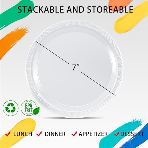 WELLIFE 7 Inch Clear Plastic Plates 50 Count - Image 3