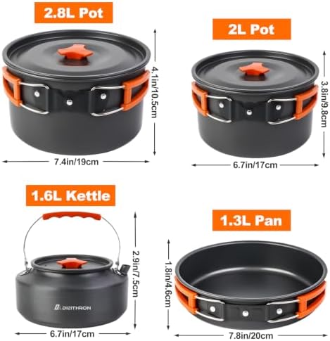 34PC Camping Cookware Set for 5-7, 2 Pots, Frying Pan & Kettle - Image 3